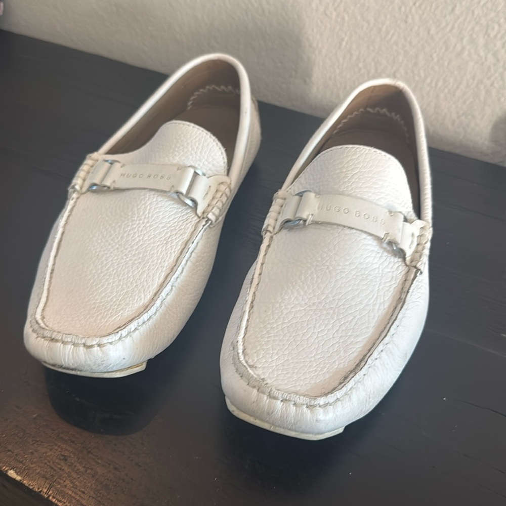 Hugo boss white loafers